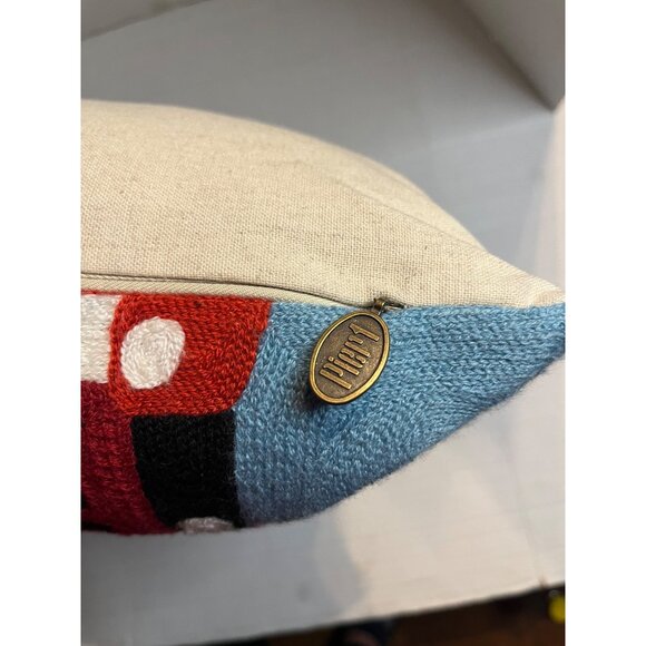 pier 1 import Santa Claus Needlepoint Decorative Throw Pillow Christmas decor - Picture 3 of 7